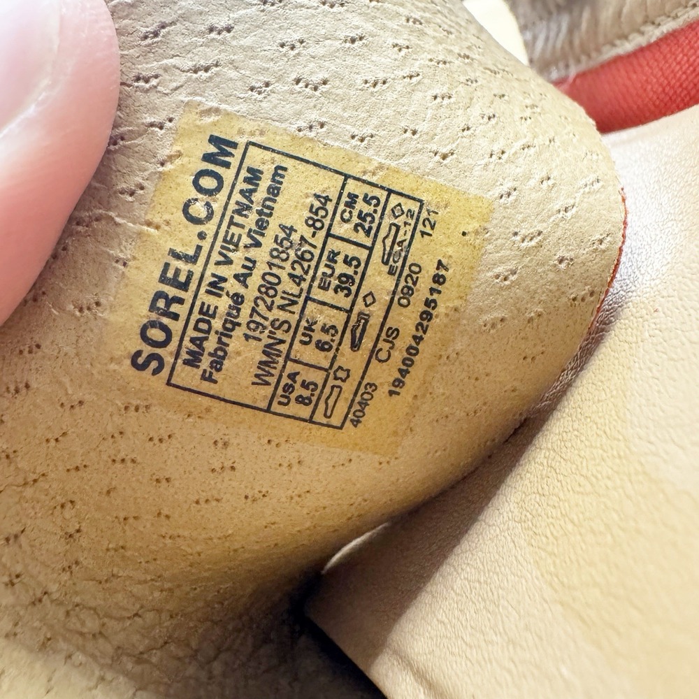 Sorel Ella II Slide Sandals Women's Size 8.5 Beige Orange Flats Leather - Picture 5 of 5